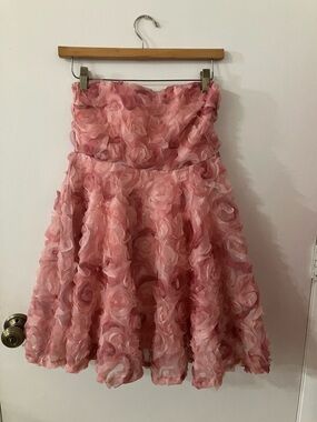 SHEIN Pink Rosette Strapless Mini Dress